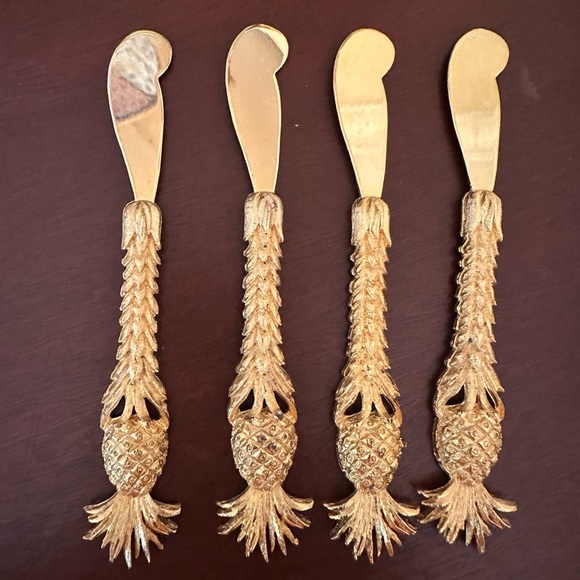 Set of 4 hors d’oeuvres/cheese knives, pineapple design - Picture 2 of 4